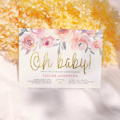 Oh Baby Greenery Blush Roses Girl Baby shower Kaart