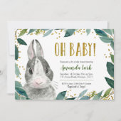 Oh Baby Greenery Bunny Baby shower Uitnodiging (Voorkant)