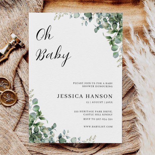 Oh Baby Greenery Douche Uitnodiging Sjabloon