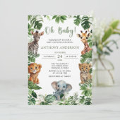 Oh Baby Greenery Oerwoud Safari Animals Baby showe Kaart (Staand voorkant)