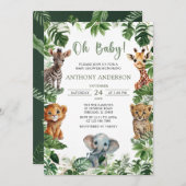 Oh Baby Greenery Oerwoud Safari Animals Baby showe Kaart (Voorkant / Achterkant)