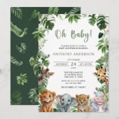 Oh Baby Greenery Oerwoud Safari Animals Baby showe Kaart (Voorkant / Achterkant)