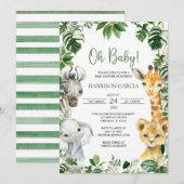 Oh Baby Greenery Oerwoud Safari Animals Baby showe Kaart (Voorkant / Achterkant)