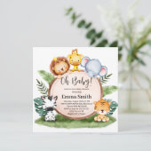 Oh Baby Greenery Oerwoud Safari Animals Baby showe Kaart (Staand voorkant)