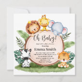 Oh Baby Greenery Oerwoud Safari Animals Baby showe Kaart (Voorkant)