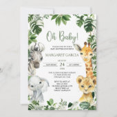 Oh Baby Greenery Oerwoud Safari Animals Baby showe Kaart (Voorkant)