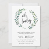 Oh Baby Greenery Wreate Gender Neutral Baby shower Kaart (Voorkant)