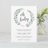 Oh Baby Greenery Wreate Gender Neutral Baby shower Kaart (Staand voorkant)