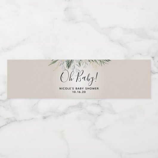 Oh Baby Greeney Custom Name Baby shower Favor Waterfles Etiket (Enkel label)