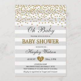 Oh Baby Grey en Gold Neutral Baby shower Sprinkle Kaart