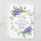 Oh baby grienery paars meisje baby shower kaart (Voorkant)