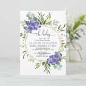 Oh baby grienery paars meisje baby shower kaart (Staand voorkant)