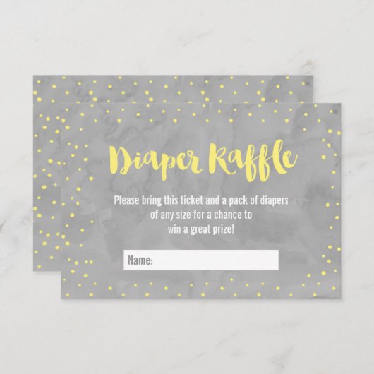 Oh Baby Grijs en Geel Baby shower Luier Raffle Informatiekaartje (Voorkant / Achterkant)