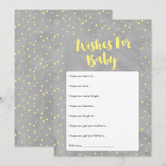 Oh Baby Grijs en Geel Baby shower Vermaakt Kaart (Voorkant / Achterkant)