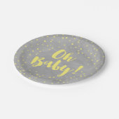 Oh Baby Grijs en Geel Waterverf Baby shower Papieren Bordje (Gekanteld)