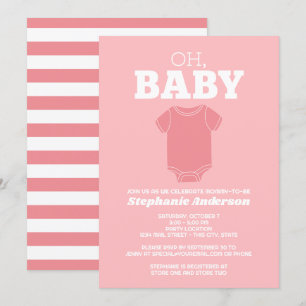 Oh Baby - grillig T-shirt pastelkoraal Baby shower Kaart