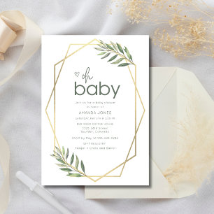 Oh Baby Groen en Goud Baby shower Kaart