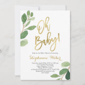Oh Baby groen en goud baby shower Kaart (Voorkant)