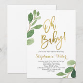 Oh Baby groen en goud baby shower Kaart (Voorkant / Achterkant)