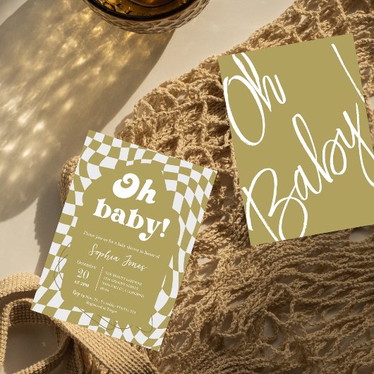 Oh Baby! Groen geruit | Gingham | BABY SHOWER Kaart