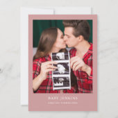 Oh Baby Groene Bloemen Stof Roze Foto Baby Shower Kaart (Achterkant)