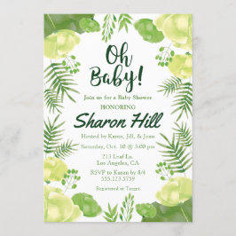 Oh Baby! Groene Bloemen Tropisch Baby shower Uitno Kaart