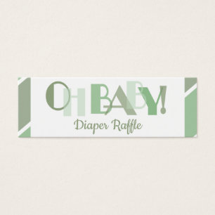 Oh Baby Groene Moderne Typografie Luier Raffle Mini Visitekaartjes