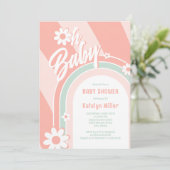 Oh Baby Groovy Baby shower Kaart (Staand voorkant)