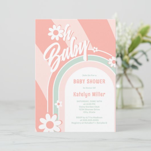 Oh Baby Groovy Baby shower Kaart (Staand voorkant)