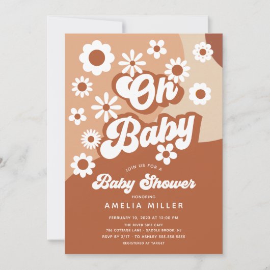 Oh Baby Groovy Baby shower Uitnodiging (Voorkant)