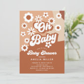 Oh Baby Groovy Baby shower Uitnodiging (Staand voorkant)