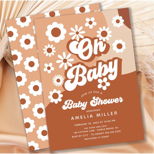 Oh Baby Groovy Baby shower Uitnodiging