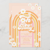 Oh Baby Groovy Boho Daisy Rainbow Baby shower Kaart (Voorkant / Achterkant)