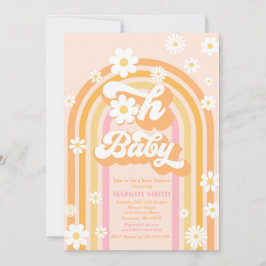 Oh Baby Groovy Boho Daisy Rainbow Baby shower Kaart