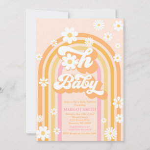 Oh Baby Groovy Boho Daisy Rainbow Baby shower Kaart