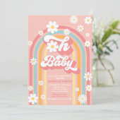 Oh Baby Groovy Boho Daisy Rainbow Baby shower Kaart (Staand voorkant)
