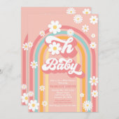 Oh Baby Groovy Boho Daisy Rainbow Baby shower Kaart (Voorkant / Achterkant)