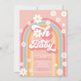 Oh Baby Groovy Boho Daisy Rainbow Baby shower Kaart