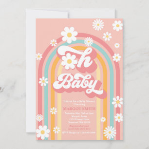 Oh Baby Groovy Boho Daisy Rainbow Baby shower Kaart