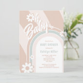 Oh Baby Groovy Daisy Douche Uitnodiging (Staand voorkant)