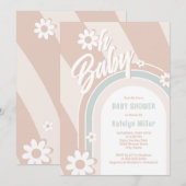 Oh Baby Groovy Daisy Douche Uitnodiging (Voorkant / Achterkant)