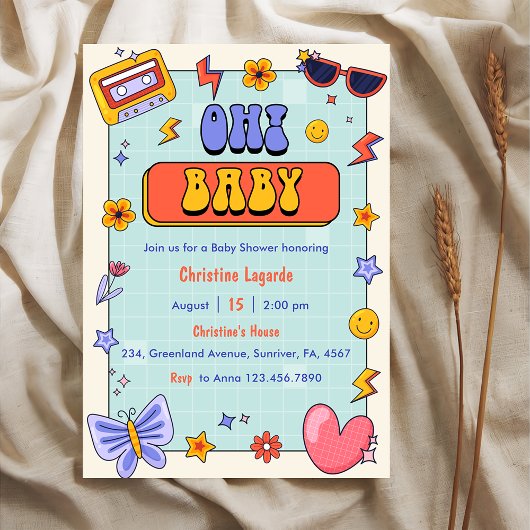 Oh! Baby Groovy Hippie Baby shower Party Kaart