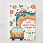 Oh! Baby Groovy Retro Bloemen Baby shower Party Kaart (Voorkant)
