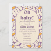 Oh Baby Groovy Retro Daisies Flowers Baby shower Kaart (Voorkant)