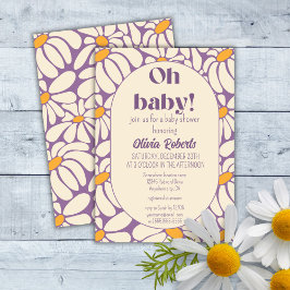 Oh Baby Groovy Retro Daisies Flowers Baby shower Kaart