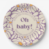 Oh Baby Groovy Retro Daisies Flowers Papieren Bordje (Voorkant)
