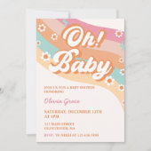Oh! Baby Groovy Retro Daisy Baby shower Party Kaart (Voorkant)