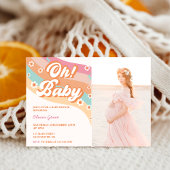 Oh! Baby Groovy Retro Daisy Baby shower Party Kaart
