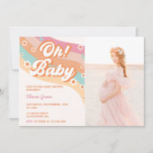 Oh! Baby Groovy Retro Daisy Baby shower Party Kaart (Voorkant)