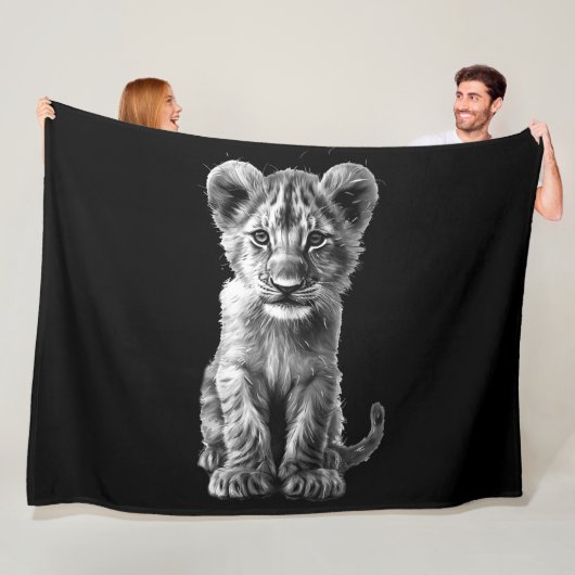 Oh Baby Grote Kattenwelp Grijs Fleece Deken (In situ)